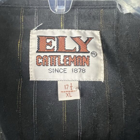 Vintage Ely Cattleman Pinstripe Pearl Snap Men’s Shirt Size XL Western Cowboy - Picture 3 of 5